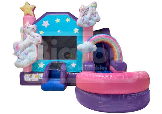 6 in 1 Unicorn 3D Combo Bounce House with Pool for Sale buy Big Top Inflatables