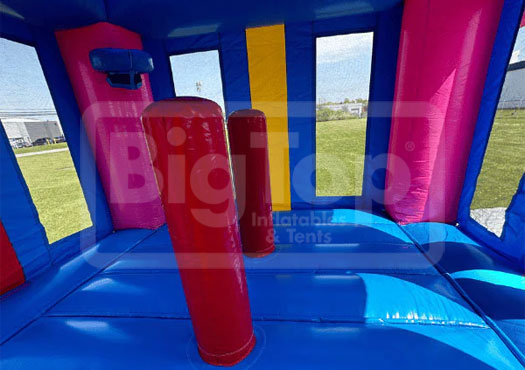 Commercial pink gift box inflatable bouncer with indoor playground