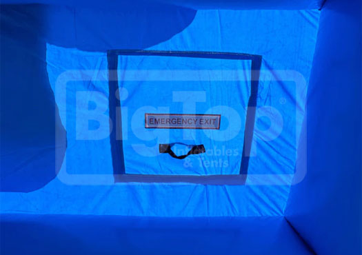 Party bounce house for birthdays and baby showers includes rooftop exit safety feature