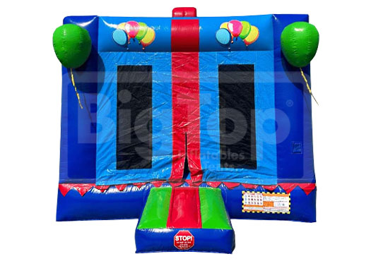 Durable inflatable bounce house blue gift box design