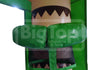 Inflatable character with green base and brown top, branded 'Big Top Inflatables & Tents'.