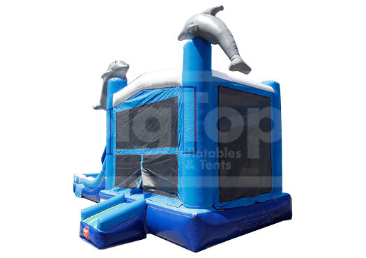 Dolphin Themed Inflatable Combo Bounce House with Indoor Playground ...