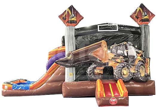 Big Top Inflatables Bulldozer Combo inflatable bounce house for sale, featuring vibrant construction-themed design and durable commercial-grade materials