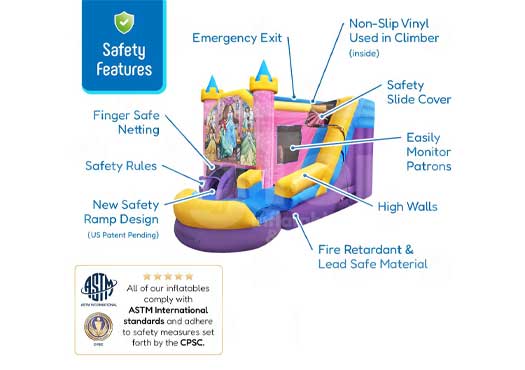 Licensed Disney Princess 6-N-1 Combo Bounce House with Pool for Sale