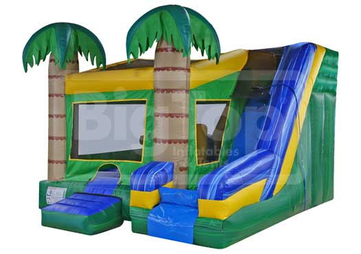 US Manufactured C5 6in1 Tropical Combo Bounce House with Pool for Sale by Big Top Inflatables