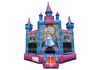 Inflatable princess-themed bounce house with colorful design on a white background