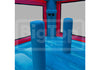 Inflatable bouncer with blue padding and BigTop logo.