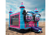 Inflatable castle on a sandy beach with ocean view