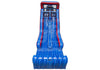 Blue inflatable slide with red accents on a white background