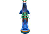 Inflatable water slide with blue and green colors on a white background