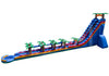 Inflatable water slide with palm tree decorations on a white background