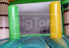 Inflatable play structure with green and yellow panels and 'Big Top' branding.
