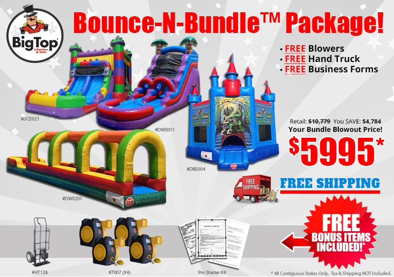 Bounce-N-Bundle Pro Inflatable Bounce House Combo and Slide Package ...