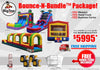 Promotional image of a Bounce-N-Bundle™ Package with inflatable slides and trampolines, featuring BigTop Toys branding.