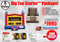 Big Top Starter Package advertisement with inflatable castle, arcade game, and promotional text on a white background.