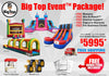 Promotional image of Big Top Event™ Package with inflatable slides and equipment on a white background.