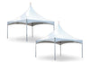Two white big top inflatables outdoor tents for sale with gray frames on a white background
