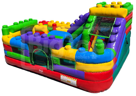 Block Playground Interactive Themed Obstacle Course with Mini Slide ...