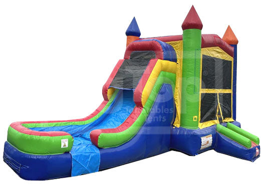 Rainbow Module Castle Inflatable Bouncer Combo with Splash Landing