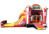 Inflatable slide and play structure themed like a movie theater with popcorn and red carpet.