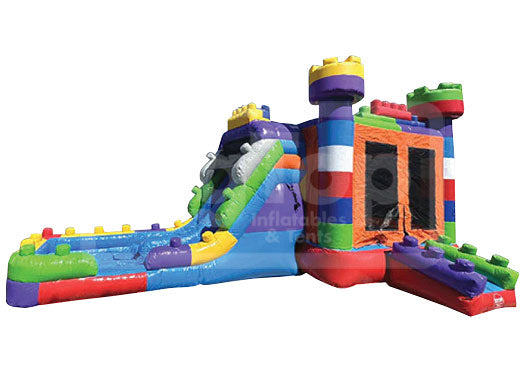 Fun Blocks 3D Inflatable Combo DL (Dual Lanes) with Splash Pool – Big ...