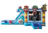 Tiki themed bounce house with attached slide durable commercial inflatable