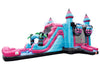 Good Life 3D Fun Combo Bounce House with Slide, pink and blue castle inflatable