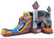 Commercial inflatable obstacle course with slide for sale featuring climbing wall tunnels and dual slide