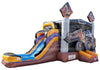 Commercial inflatable obstacle course with slide for sale featuring climbing wall tunnels and dual slide