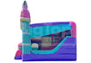 A purple and teal inflatable bouncy castle with a slide and a tall mermaid-themed tower, shown on a plain white background with a faint Biglon watermark.