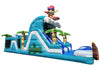 Full view of Big Top Inflatables 45' Tiki Island Obstacle Course with slide and splash landing
