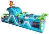 Close-up of double-lane slide on Tiki Island Obstacle Course inflatable