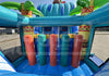 Interactive obstacle area with splash landing on Tiki Island inflatable