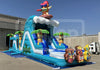 Outdoor setup of Big Top Tiki Island Obstacle Course with double-lane slide