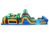 Inflatable water slide with palm trees on a white background