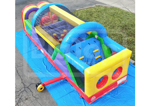 Large Opstical Course Inflatable 30' Inflatable Obstacle Course with Interactive Playground and Slide ...