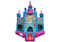 Colorful inflatable castle with tropical design on a white background