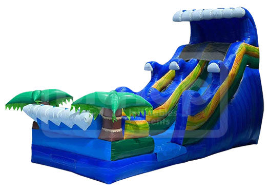 Tidal Wave Racer Inflatable Dura Lite 18' Tidal Wave Ocean Themed Water Slide with Splash Landing ...