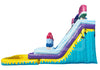 Colorful inflatable water slide with pool on a white background