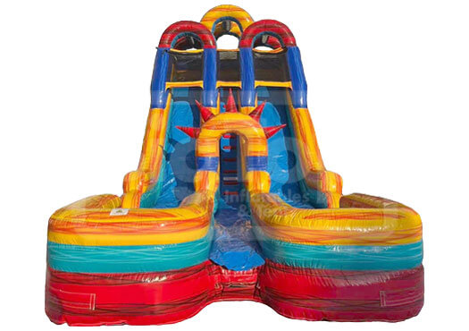 Big Splash Inflatable Big Top's 20' Sunrise Water Slide with 2 Slide Lanes and Splash Pools ...