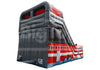 An inflatable obstacle course slide designed to look like a red and white fire truck, isolated on a white background with a faint 'Big Inflatables Tents' watermark.