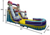 Inflatable slide with dimensions labeled on a white background