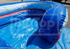 A large inflatable pool or slide component in bright blue with white and pink trim, photographed outdoors on a paved surface. A semi-transparent 'Top Tents' watermark is visible across the center.