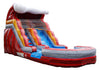 Colorful inflatable water slide with a cloud-like top on a white background