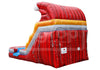 Red inflatable slide with yellow top on a white background