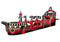 A 22-foot inflatable water slide designed to look like a pirate ship with a red and black color scheme and decorative details.