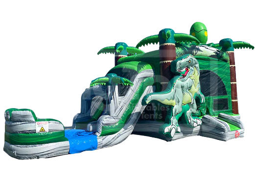 T-Rex Themed Inflatable Combo DL (Dual Lanes) with Splash Pool – Big ...