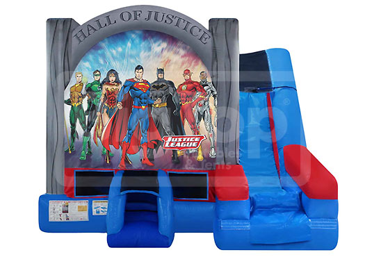 Justice League 6n1 Inflatable Combo with Pool – Big Top Inflatables